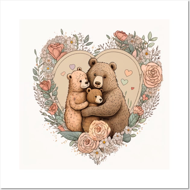 Happy Bear Family Wall Art by MellowLazy